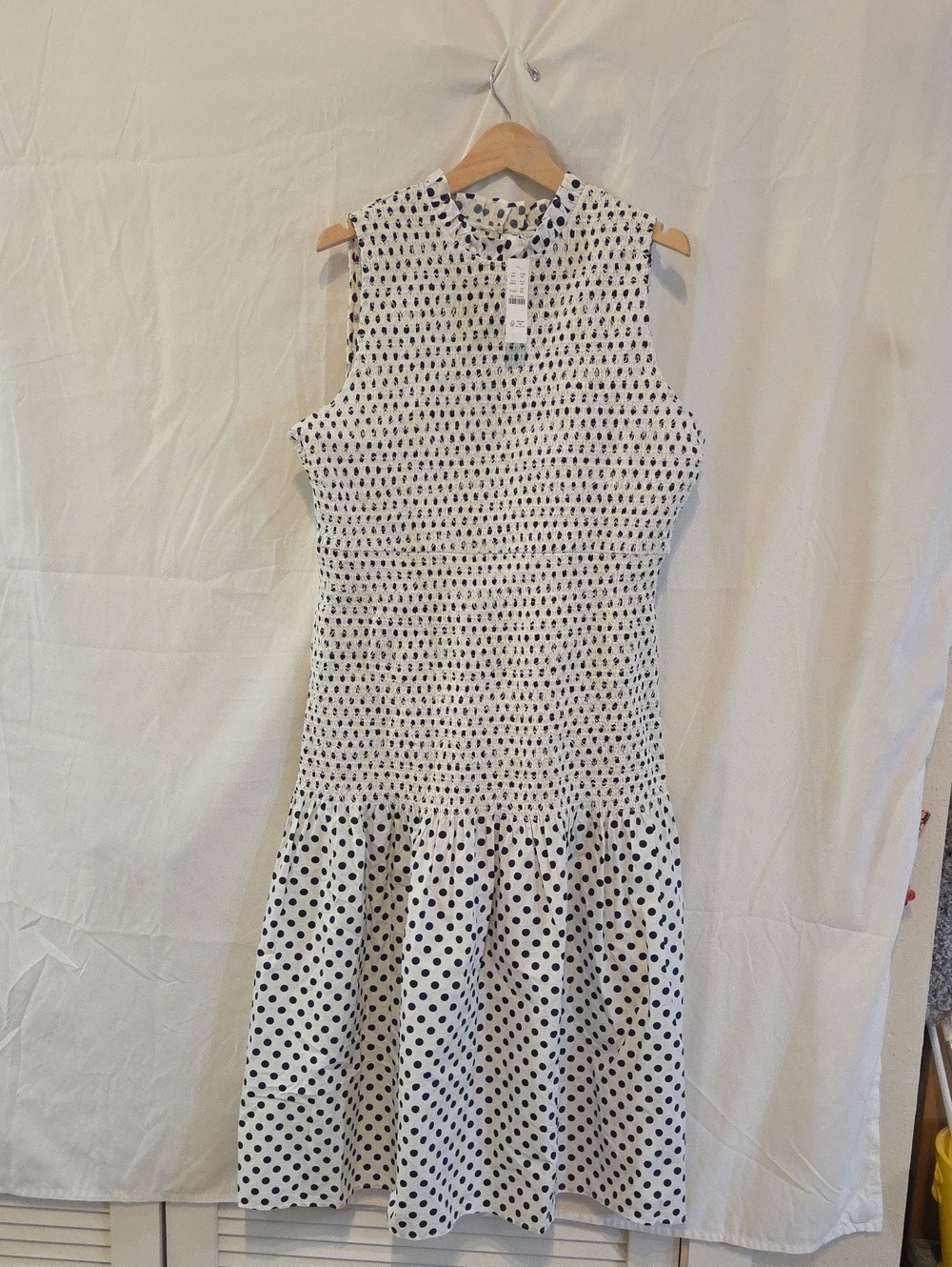 J. Crew White Maxi Dress with Black Polka Dots